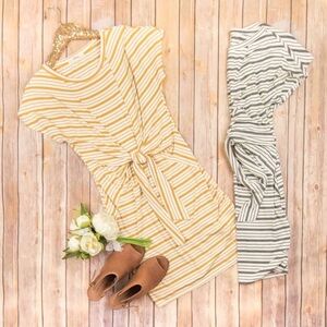 Andree striped knit tie front dress EUC size small